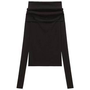 【特享折扣】欧时力 100%羊毛一字领毛衣女针织露肩气质2025秋冬