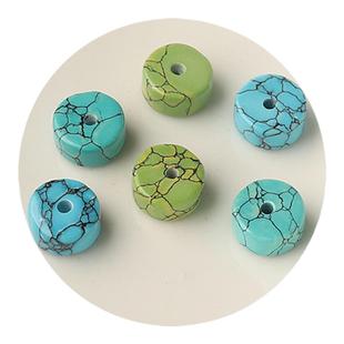 7A优选绿松石直切隔片车轮珠散珠网花菜籽黄男女士手串菱镁矿手链