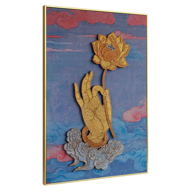 墙蛙佛手莲花绕线画手工制作礼物