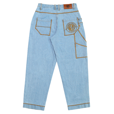 拉链长裤撞色线秋冬牛仔裤肥大款