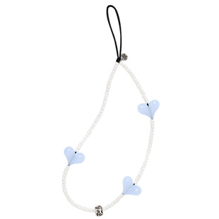 String Ting 蓝色冰河手机链适用于iPhone全系列便携挂链挂绳腕带配件串珠爱心链条ins个性时尚明星同款ROSE