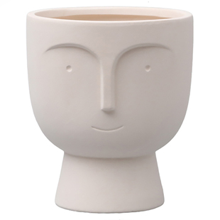 简约几何形状陶土素烧胚花盆透气吸水粗陶瓷器带托盘植物盆栽花卉