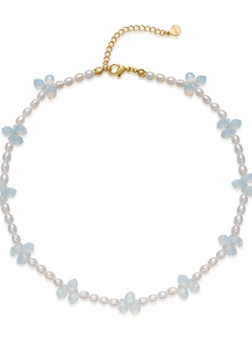 天然淡水珍珠果冻花锁骨链