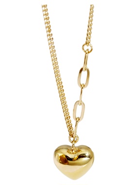 LALACHIC 925纯银立体爱心项链女设计高级感轻奢锁骨链