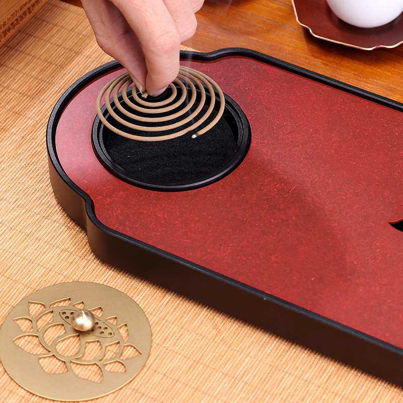 铜木香铜制茶盘干泡盘带香炉创意复古茶道茶具配件禅意香道干泡台,餐饮具,茶道/香炉,淘宝优惠券,粉丝福利购,淘宝优惠卷