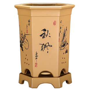 精品紫砂花盆兰花盆专用六方形高档花盆墨兰建兰桌面家用花盆清仓