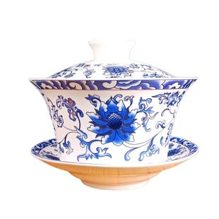 盖碗茶杯 茶碗大号茶具景德镇青花瓷泡茶碗陶瓷白瓷三才碗手抓壶