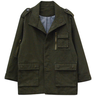 一三良品小个子 水洗做旧韩女工装外套美式复古上衣夹克风衣外套