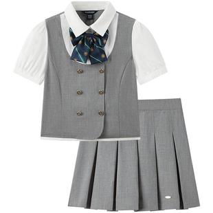 【藤校少女】eland kids衣恋童装女童套装夏季演出礼服短袖短裙