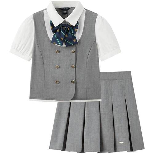 【藤校少女】eland kids衣恋童装女童套装夏季演出礼服短袖短裙