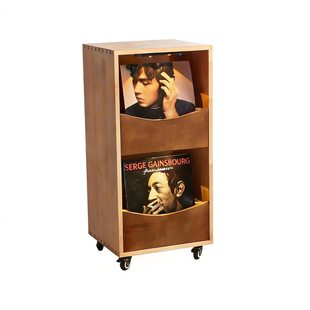 黑胶唱片机置物柜架子放置收纳展示储物支架柜移动实木CD架感应灯