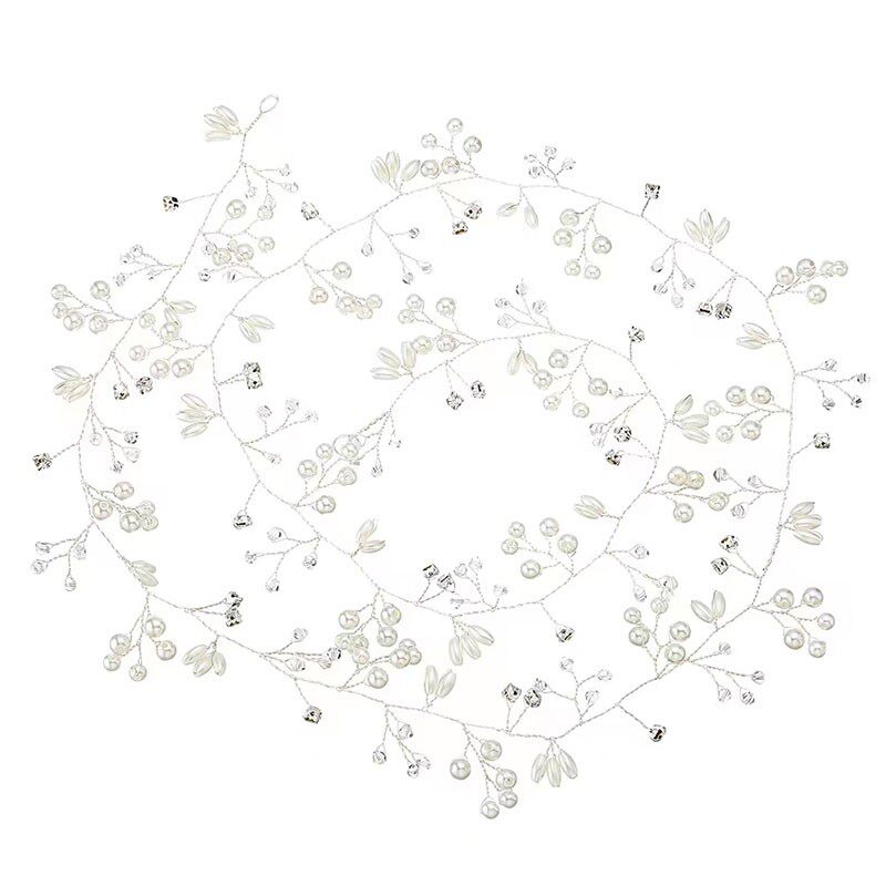 欧美热销新娘婚礼盘发串珠造型软链手工水晶珍珠发带头饰配饰发带