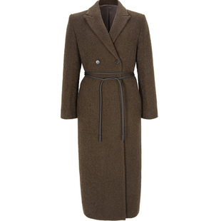 OCTOBER SECOND韩国小众设计师品牌高级感长款收腰带羊毛大衣外套