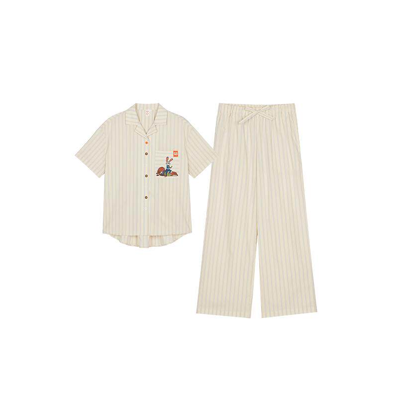 【限时】内外橙标迪士尼疯狂动物城合作家居情侣条纹家居服睡衣