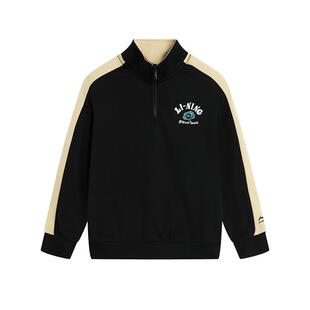 商场同款|李宁儿童加绒卫衣男孩新款青少年男童装中大童冬季冬装