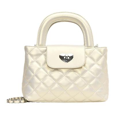 夏季小香风百搭手提菱格链条包