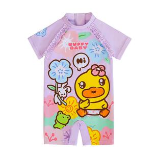B.Duck儿童泳衣女孩2岁连体新款小童泡澡1岁游泳馆幼童游泳装备