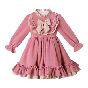 女童加绒连衣裙裙子儿童洛丽塔公主裙新年衣服秋冬装2026新款冬季