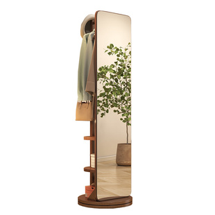 全身镜挂衣架一体实木可移动落地镜家用卧室试衣镜旋转穿衣镜子