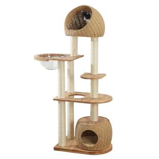 猫爬架猫窝猫树一体实木猫架猫抓板太空舱剑麻藤编大型肥猫咪用品