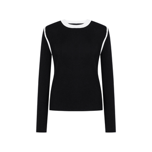 XG雪歌2026春修身显瘦酷飒百搭撞色拼接套头针织衫女XL111030A290