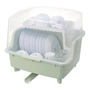 家用塑料沥水碗柜厨房分层特大号放碗箱晾放碗碟收纳盒带盖置物架