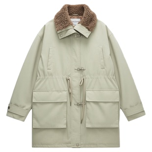 FUSE FLORA 松间听雪 都市轻户外工装收腰显瘦毛领一体派克服