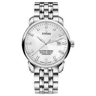 Titoni梅花手表男瑞士天文台认证日历全自动机械大师系列表83188