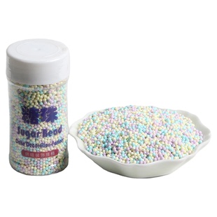 白色糖珠蛋糕装饰烘焙珍珠糖可食用糖珠圆珠糖彩珠冰淇淋装饰原料