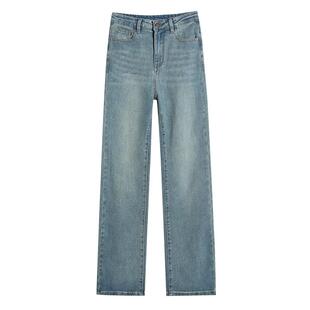 加绒直筒牛仔裤女2026新款秋冬季爆款高腰显瘦小个子窄版阔腿裤子