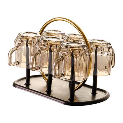 高颜值家用防烫带把玻璃杯客厅办公室待客茶杯果汁杯凉水杯子套装