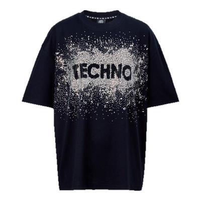 TCH轻奢满天星烫钻时尚百搭宽松潮牌短袖T恤男女同款T75C10E9018