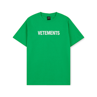VETEMENTS短袖经典款LOGO皮标绣花工艺百搭男女T恤301446
