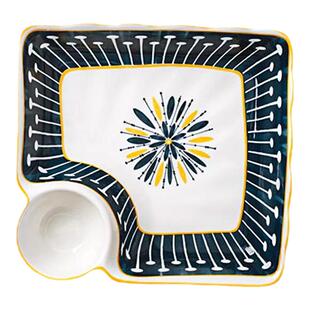 日式高级感饺子盘子带醋碟家用陶瓷水饺专用盘餐具新款虾盘饺子碟