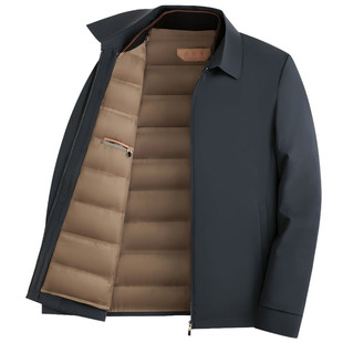 皮尔卡丹鹅绒羽绒服男中年商务休闲行政夹克外套可拆卸内胆爸爸装