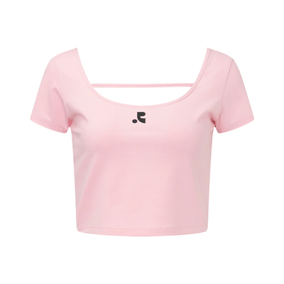 RR方领肩带logo印花短袖T恤女