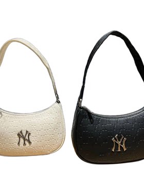 韩国代购正品MLB腋下饺子老花满印NY单肩手提新款斜跨2026皮女包