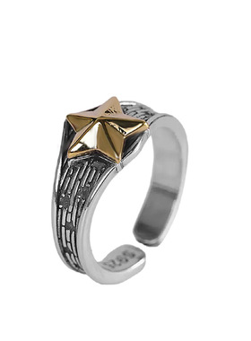 SAMTAO戒指五角星城墙国风时尚男女开口戒可调节潮人指环尾包邮