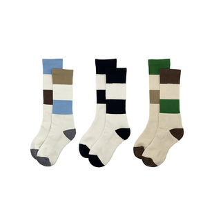 FSTPS不对称袜子AB潮袜堆堆袜秋冬中筒袜条纹袜美式复古vintage