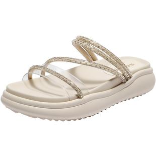 百丽水钻厚底凉拖鞋子夏季新款可外穿仙女沙滩休闲拖E3D1DBT5