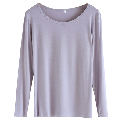 薄款弹力女士圆领秋衣长袖T恤