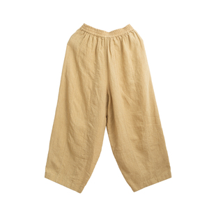 忘城H1260座/尘埃/夏新款14支干洗亚麻雨露麻显瘦阔腿南瓜裤裤子