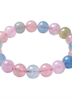 天然摩根石水晶手链多色海蓝宝