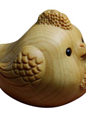 可爱手工木雕小鸡桌面摆件