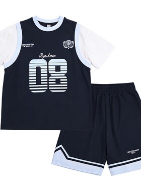 假两件速干运动冰丝篮球服套装潮