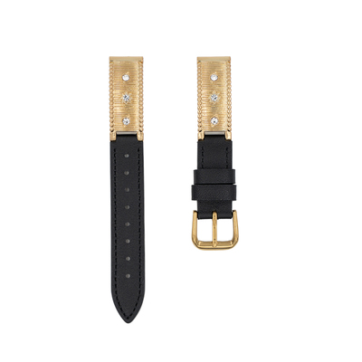 适用华为手表金属镶钻真皮表带