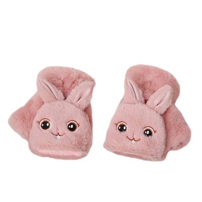 加绒加厚儿童百搭写字半指手套