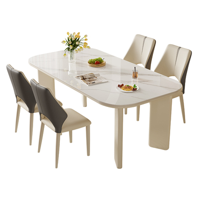 馨佰利奶油风白蜡木家用岩板餐桌