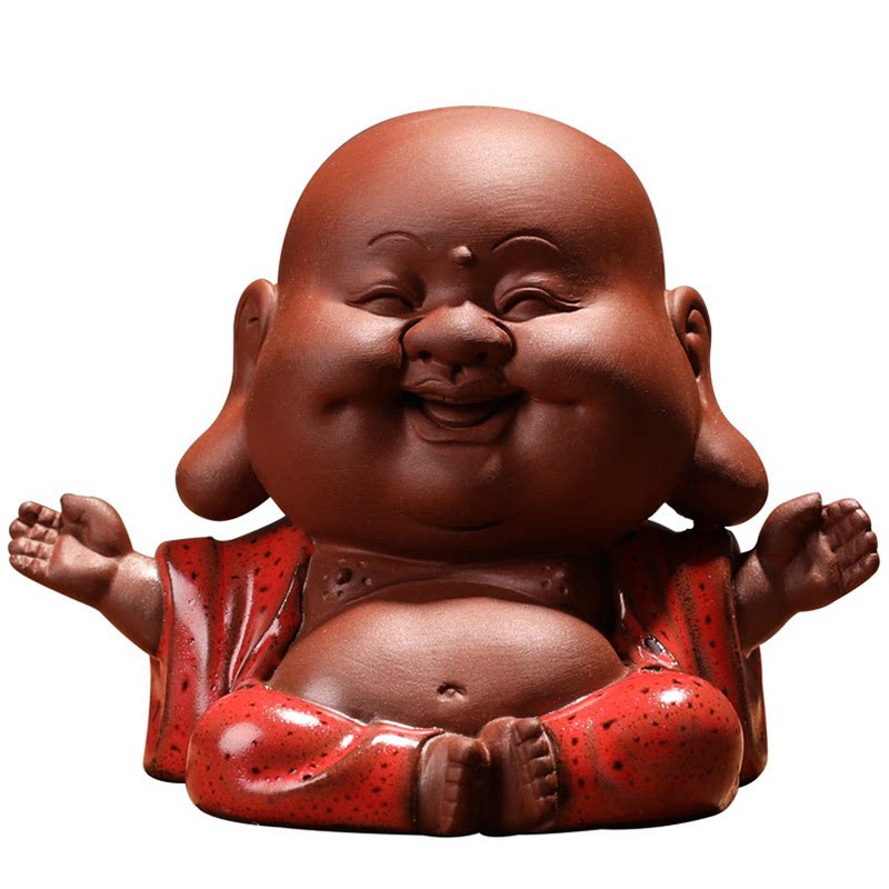 手工可养紫砂禅意小弥勒茶宠摆件