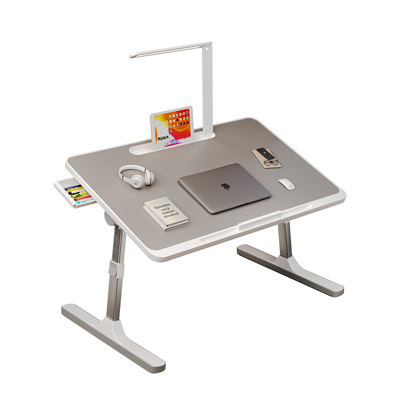 儿童床上小桌子学习桌带台灯可折叠升降笔记本支架电脑桌学生宿舍写字作业书桌卧室办公阅读绘本桌飘窗小桌板